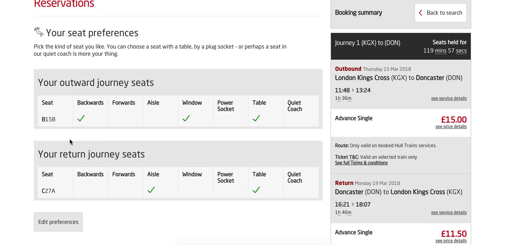 Booking transport screenshot