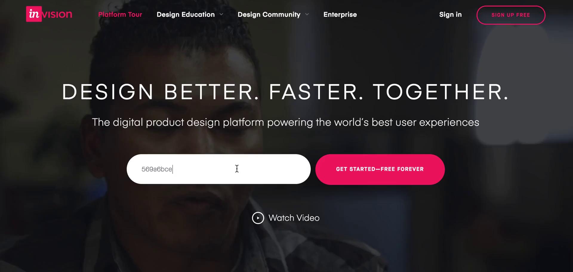 Screenshot of Homepage on Onboarding on InVision user flow