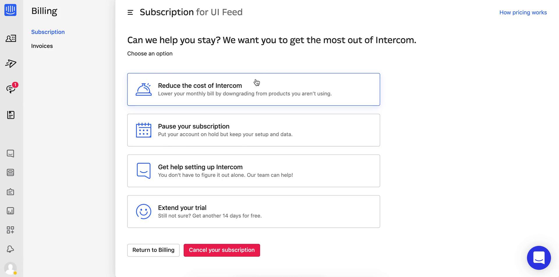 Cancelling your subscription on Intercom video thumbnail