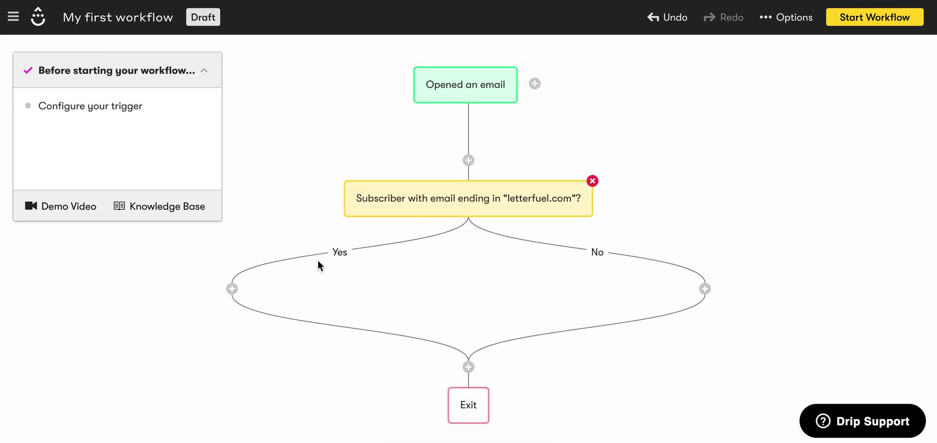 Creating an automation workflow screenshot