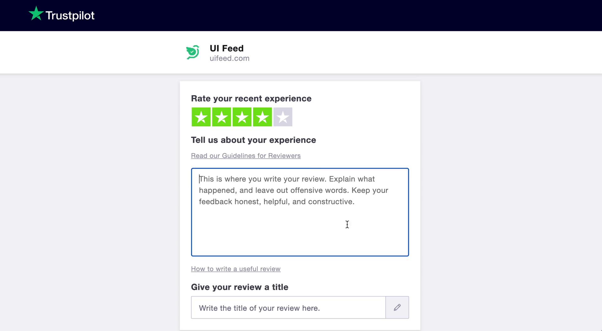 Leaving a review screenshot