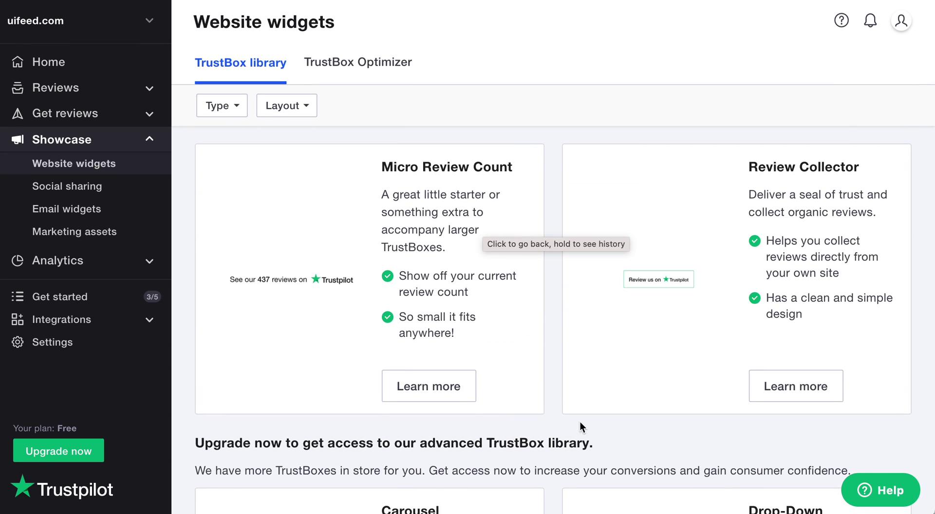 Installing a widget on Trustpilot video thumbnail