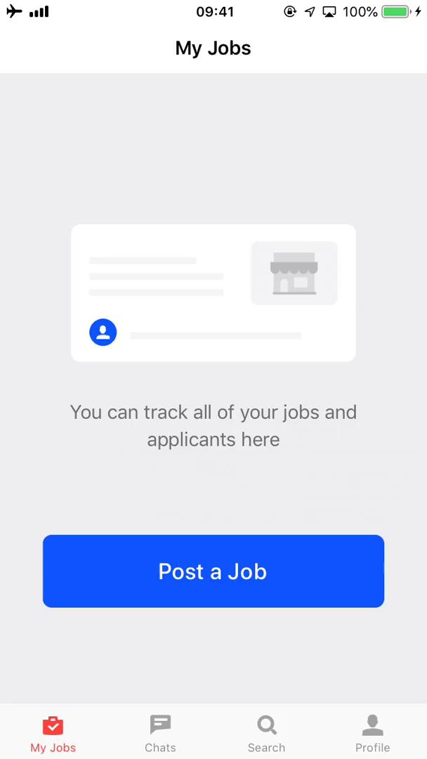 Screenshot of Home feed on Finding candidates on Job Today user flow
