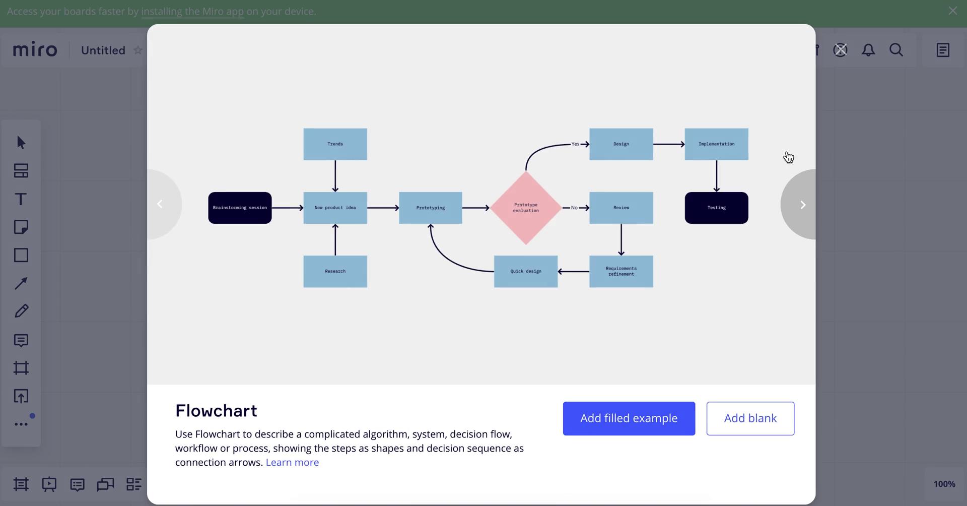 Creating a flowchart screenshot