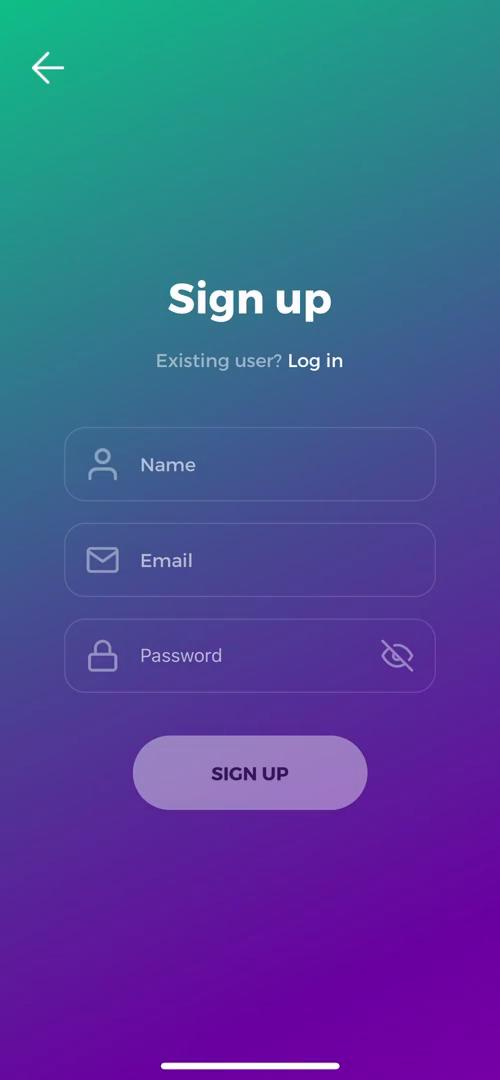 Signing up screenshot