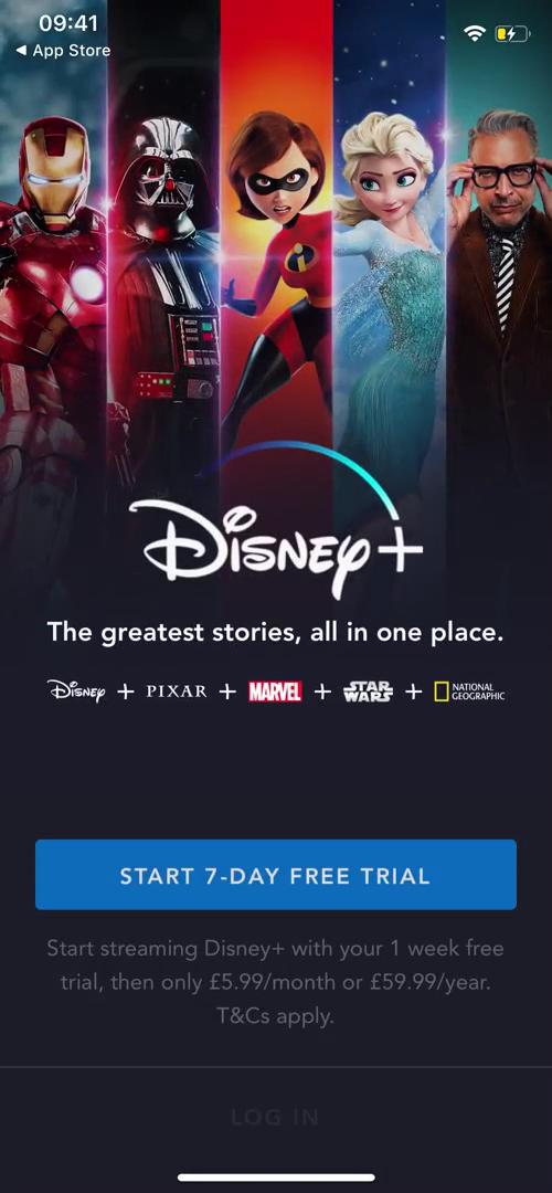 Disney+ start trial screenshot