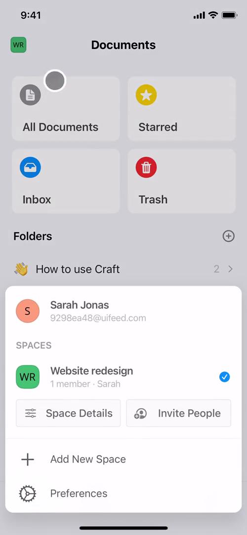 Screenshot of Account menu on Upgrading your account on Craft user flow