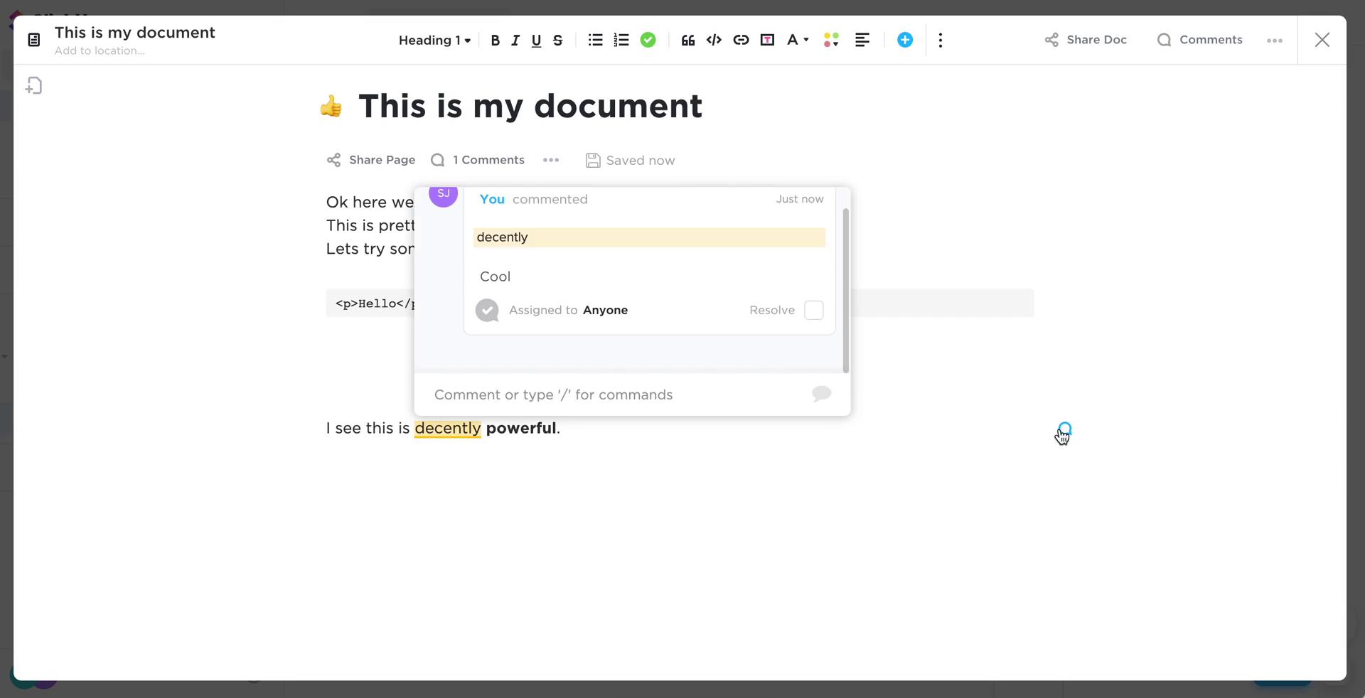 Creating a document screenshot