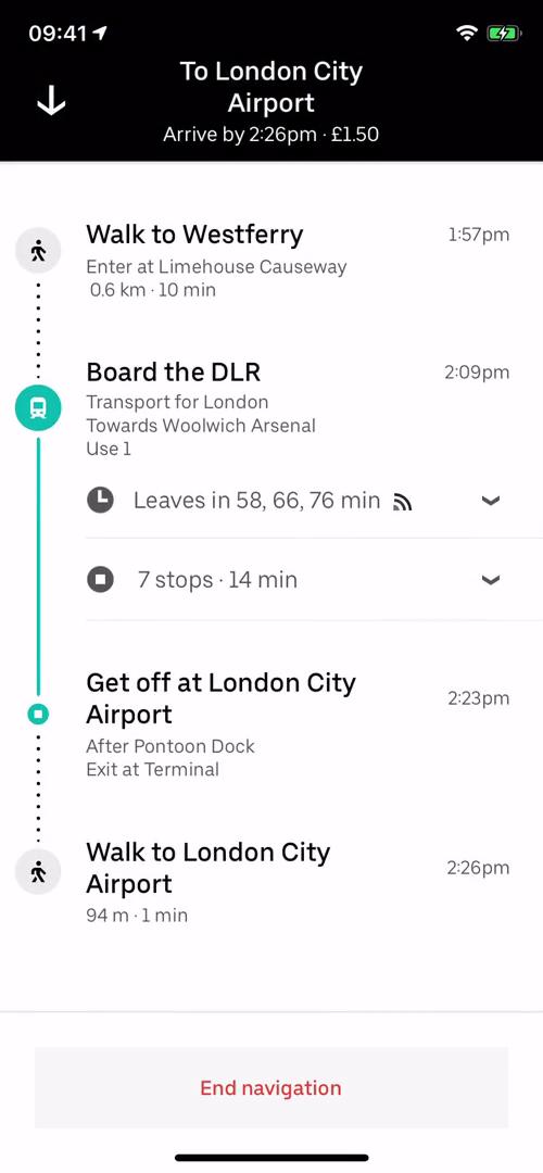 Transit routes screenshot