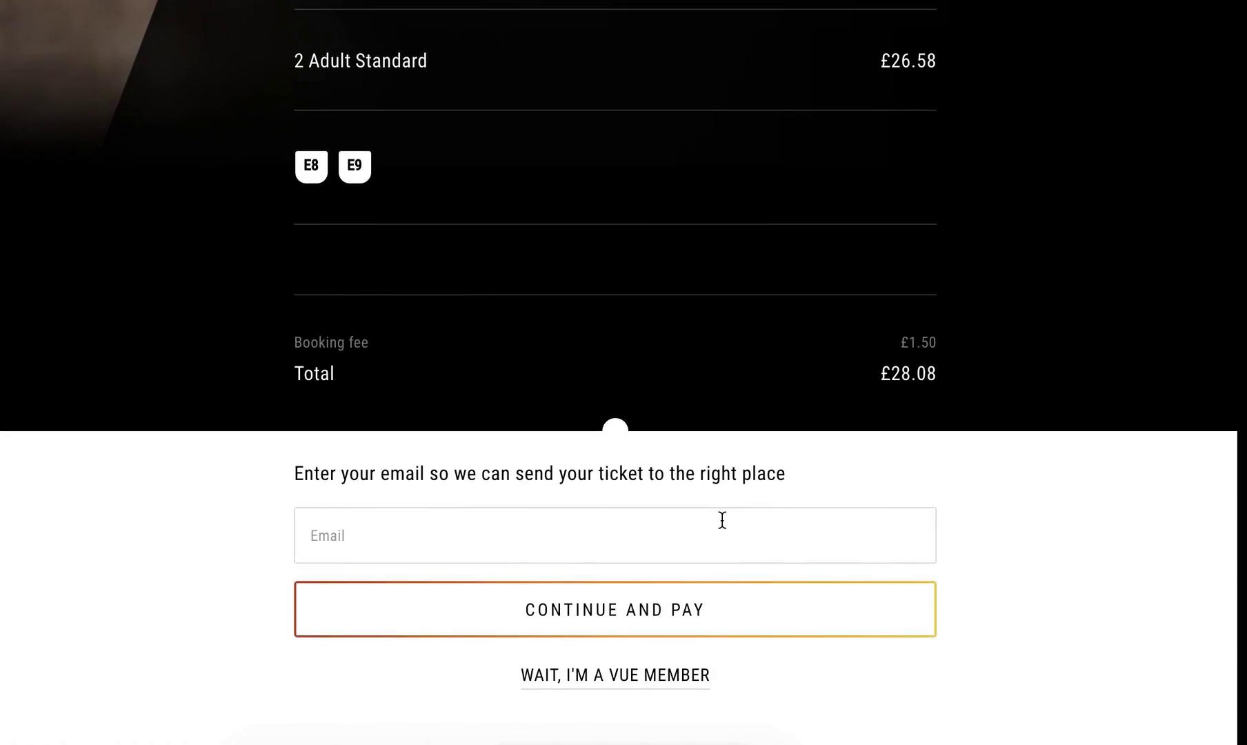 Buying a ticket screenshot