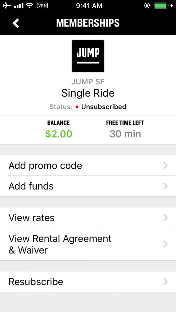 Screenshot of on Topping up on Jump Bikes user flow