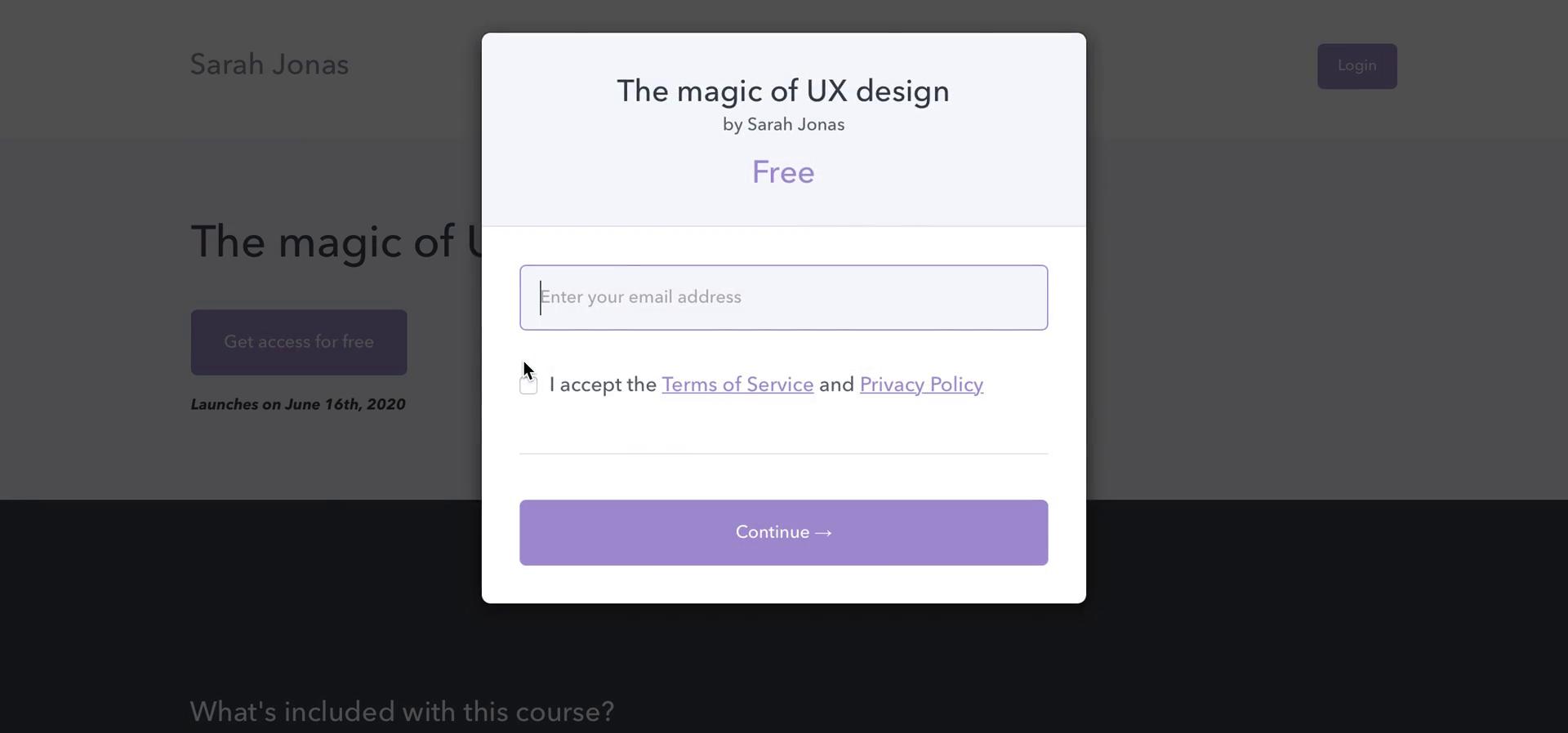 Screenshot of Join course on Joining a course on Podia user flow