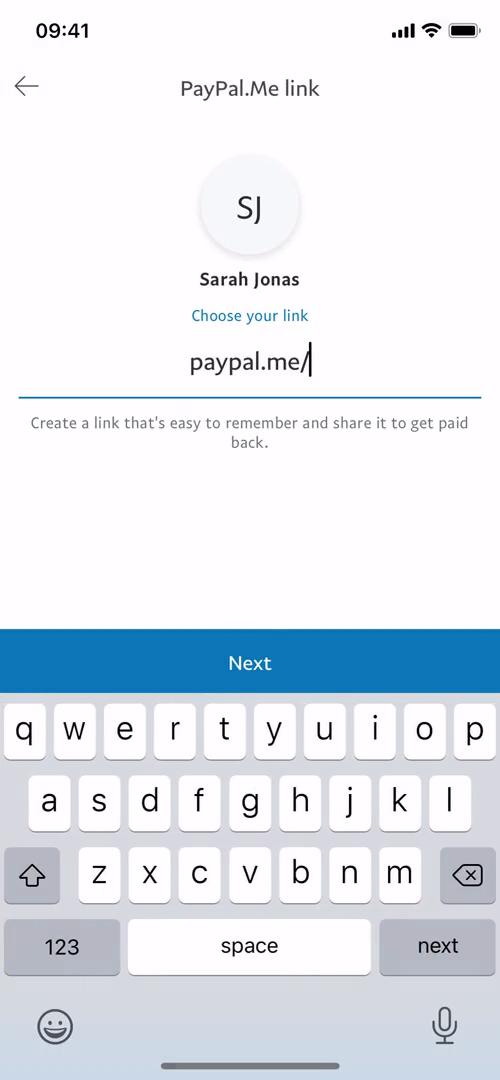 PayPal create payment link screenshot