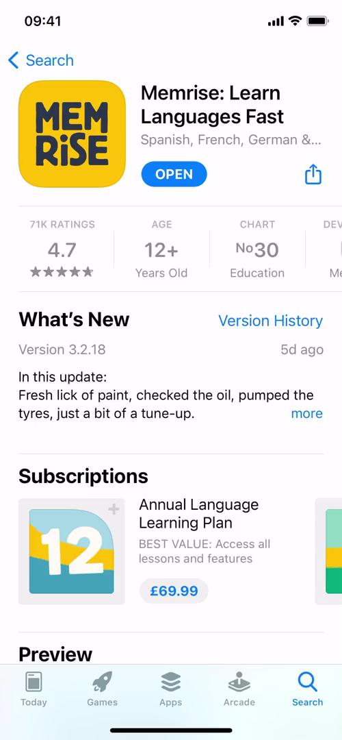 Memrise app store listing screenshot