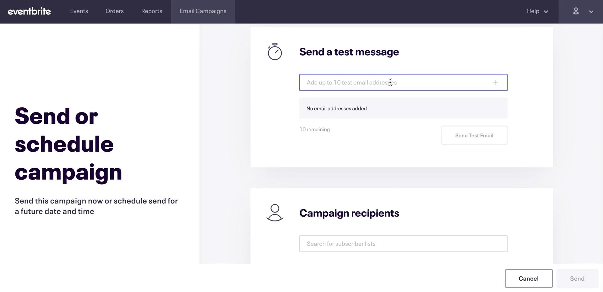 Creating an email campaign screenshot