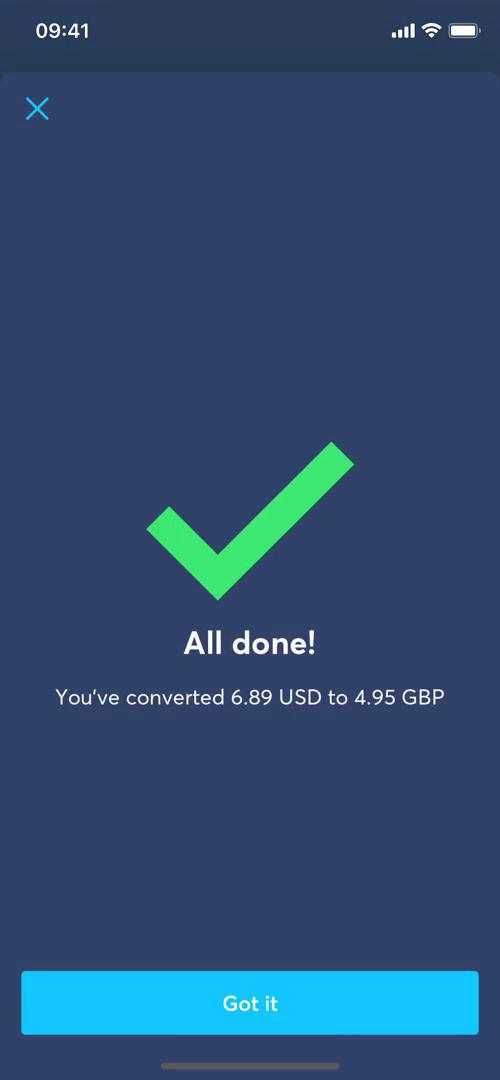 Converting currency screenshot