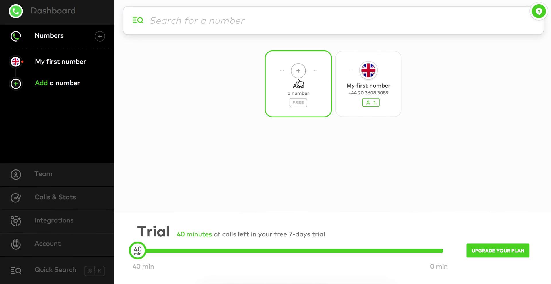 Screenshot of on Adding a phone number on Aircall user flow