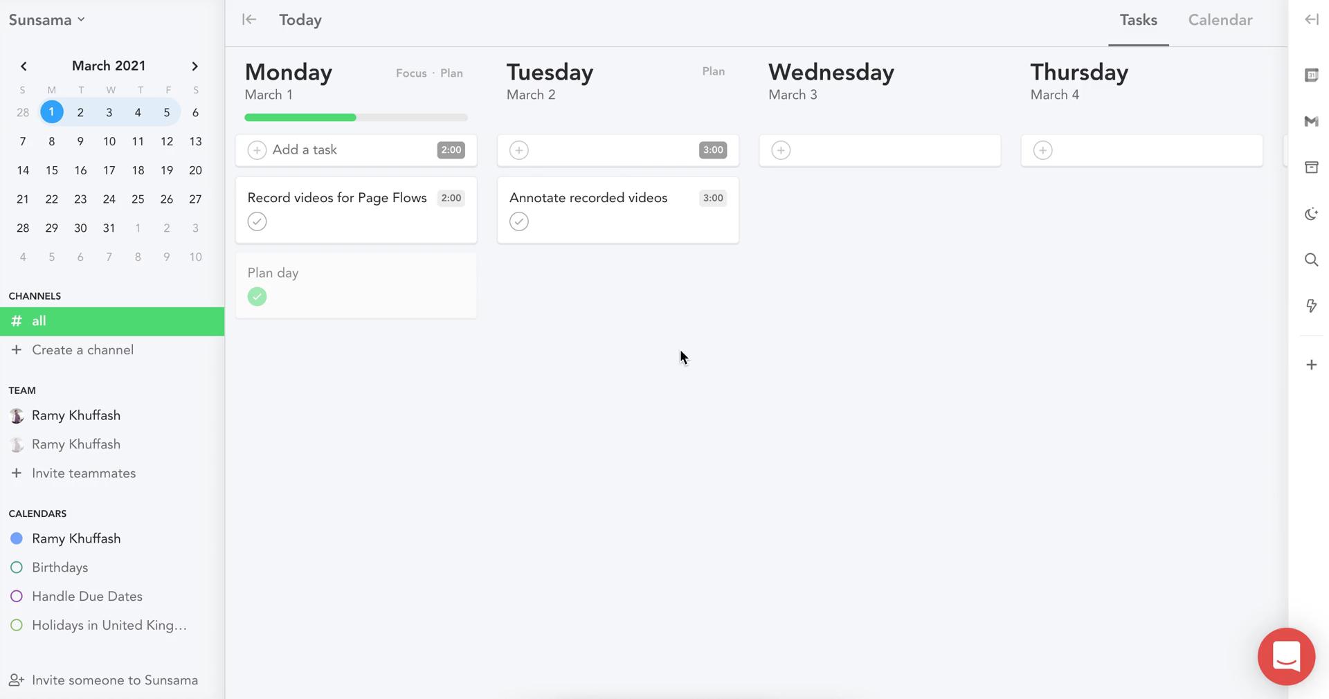 Tasks screenshot