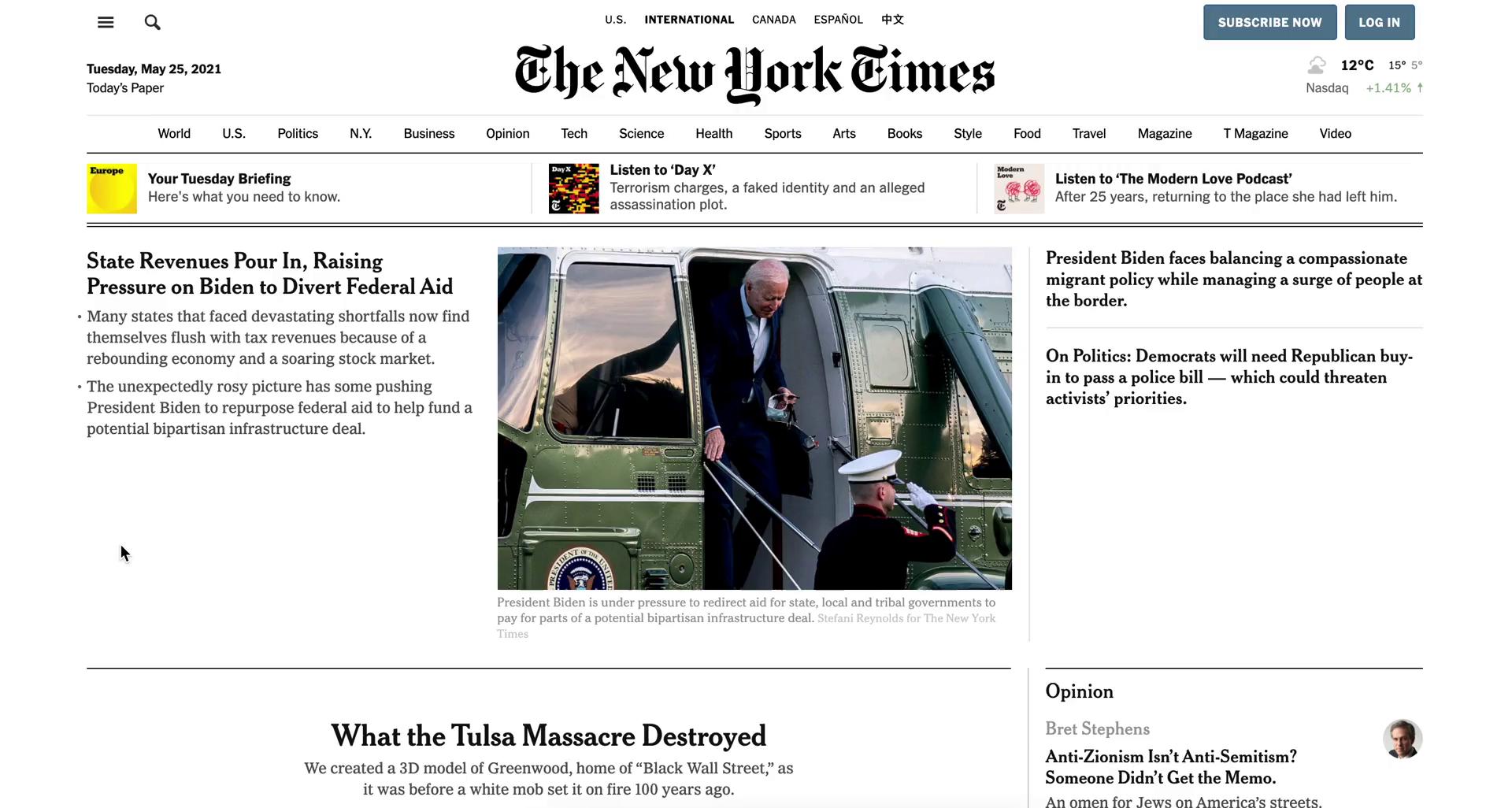 Screenshot of Homepage on Onboarding on The New York Times user flow