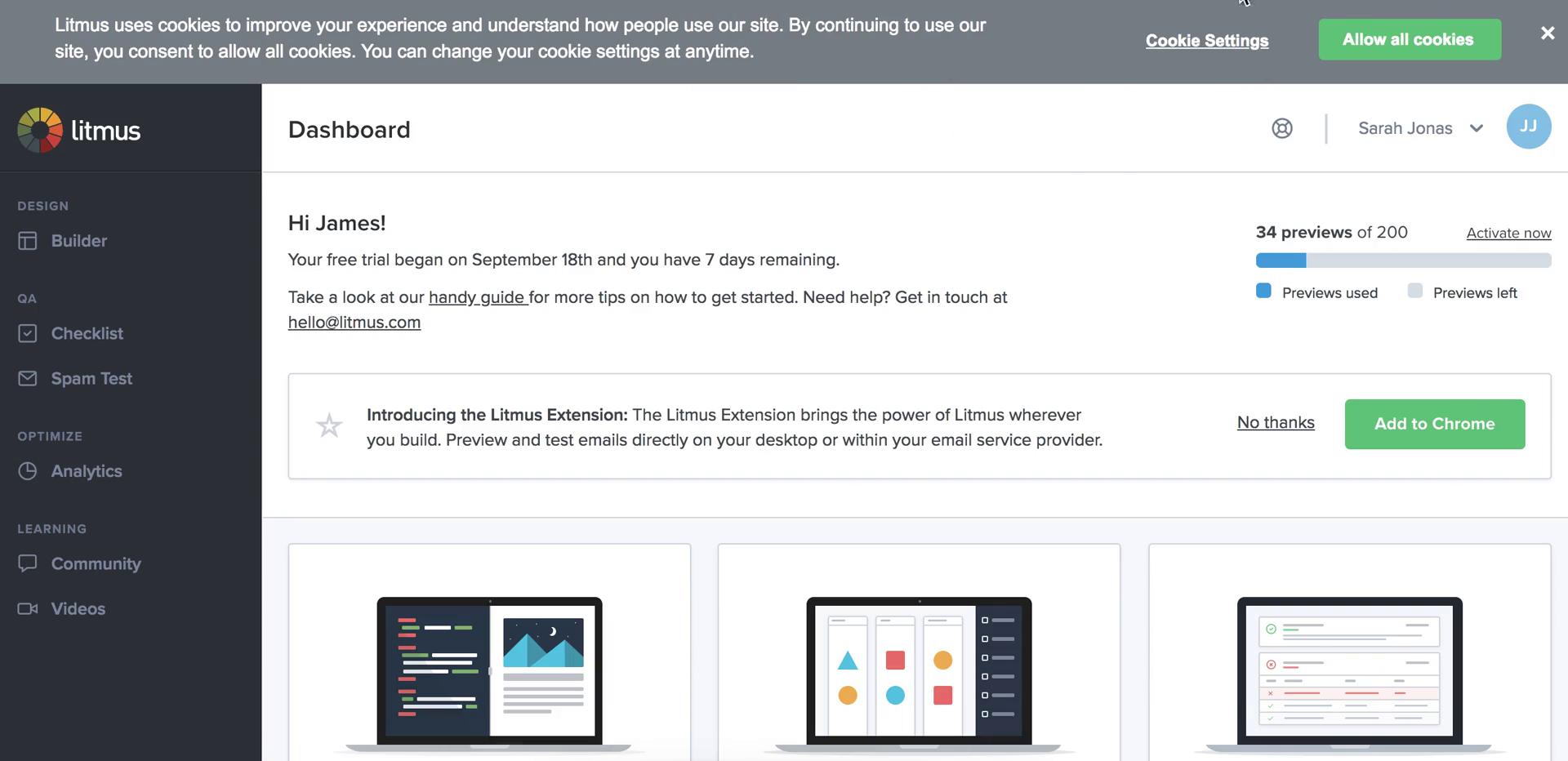 Screenshot of on Accepting an invite on Litmus user flow