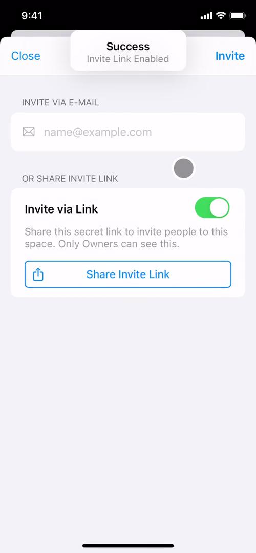 Inviting people screenshot