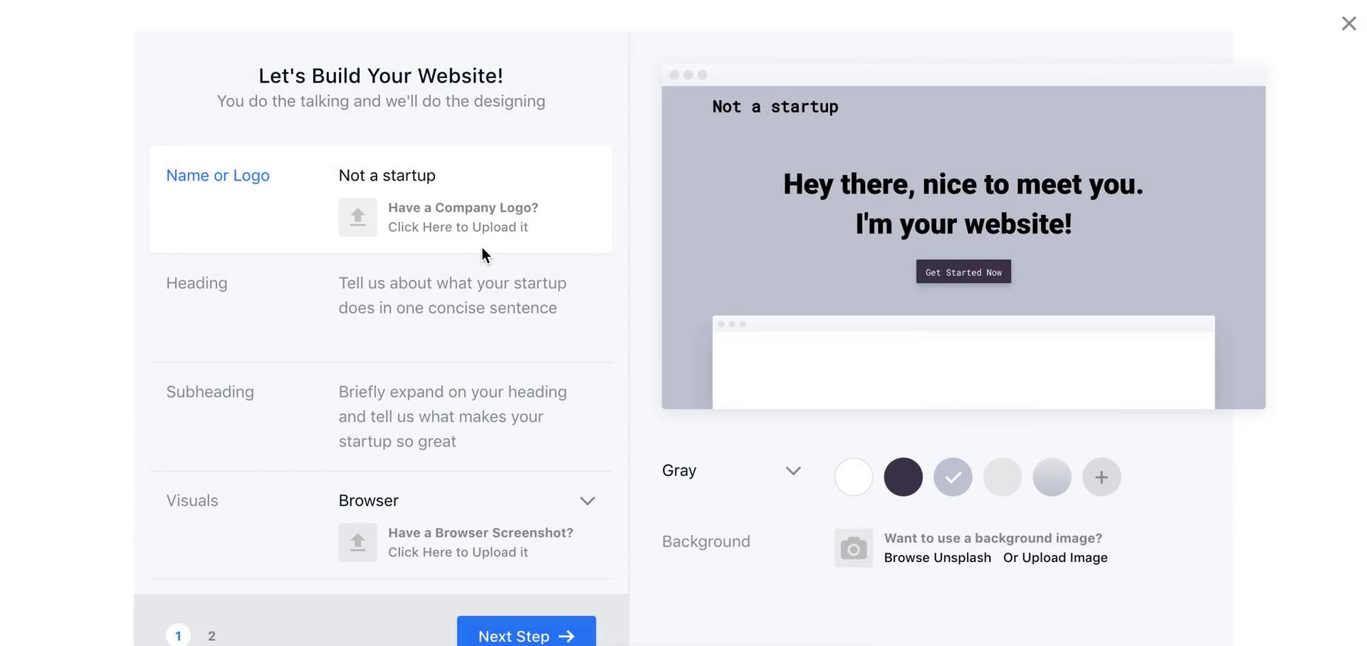 Creating a landing page screenshot