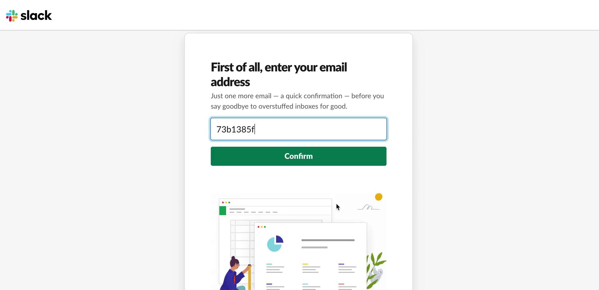 Screenshot of Enter email on Onboarding on Slack user flow