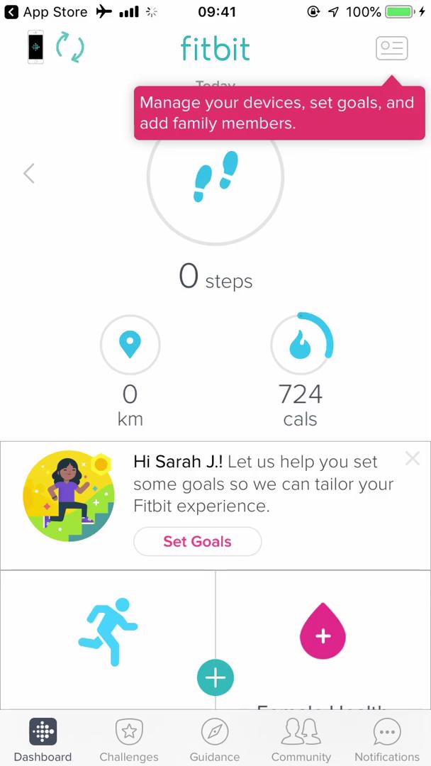 Fitbit dashboard screenshot