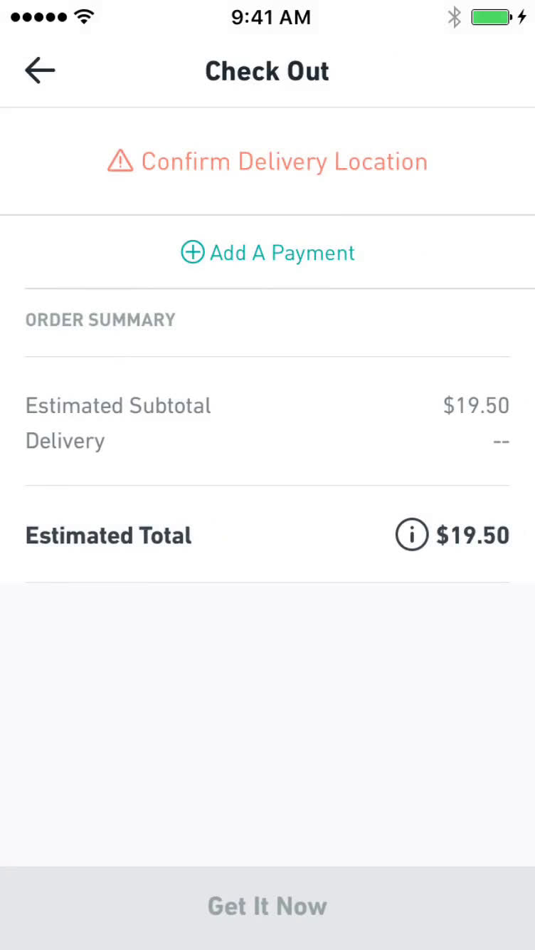 Ordering food screenshot