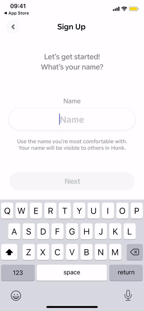 Honk enter name screenshot