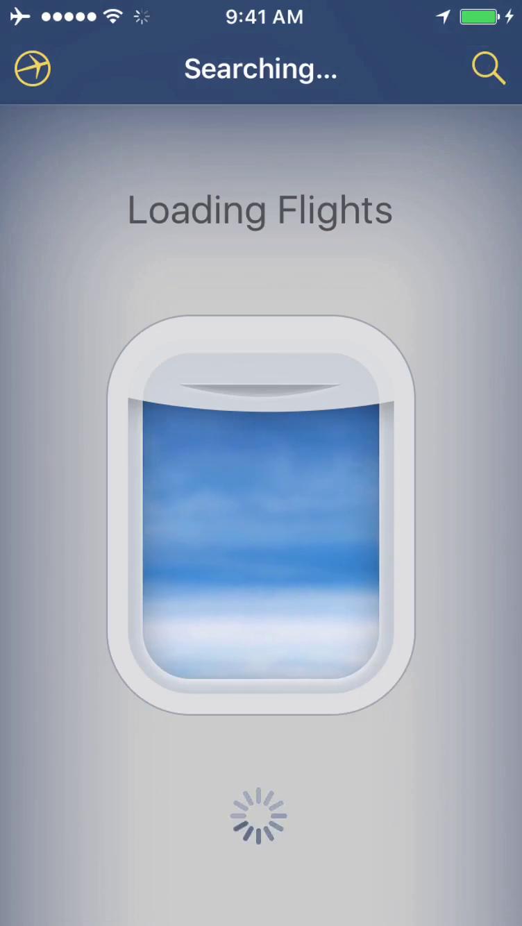 Finding flights screenshot