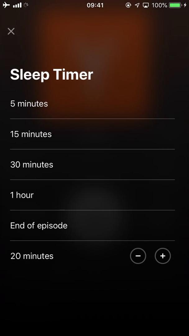 Pocket Casts sleep timer screenshot