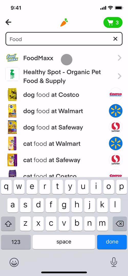 Screenshot of Suggested searches on Searching on Instacart user flow