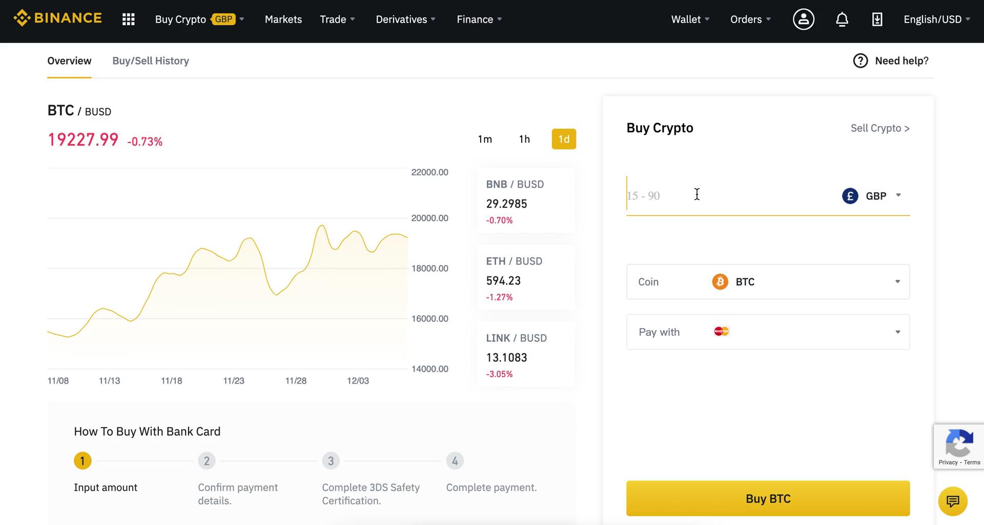 binance buying crypto fees