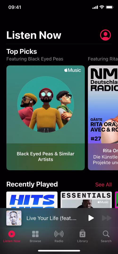 Screenshot of Home on General browsing on Apple Music user flow