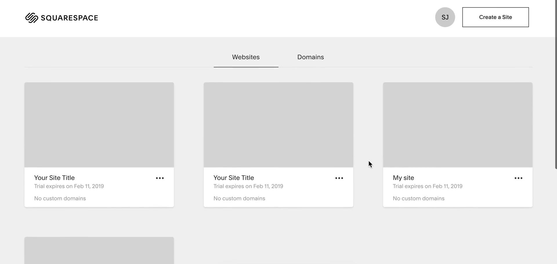 Screenshot of Websites on General browsing on Squarespace user flow
