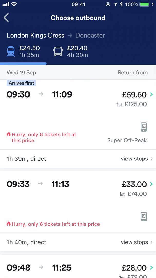 Booking transport screenshot