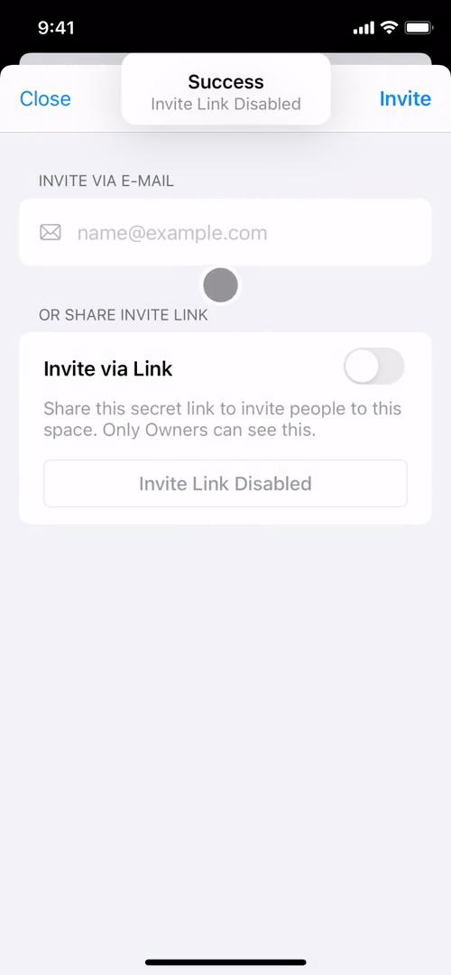 Inviting people screenshot