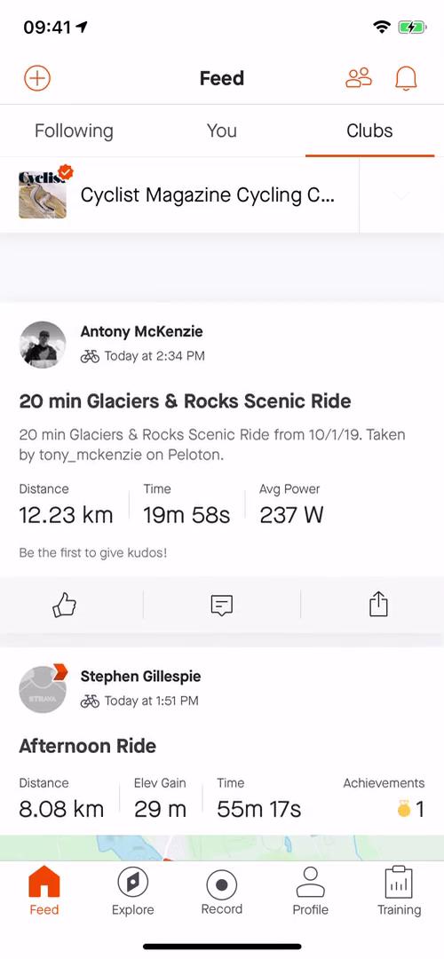 General browsing on Strava video thumbnail