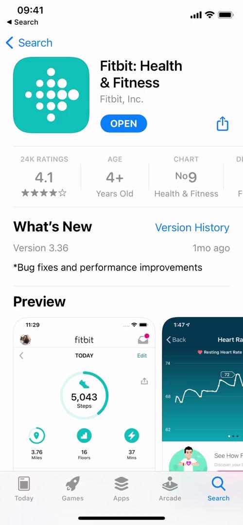 Fitbit app store listing screenshot