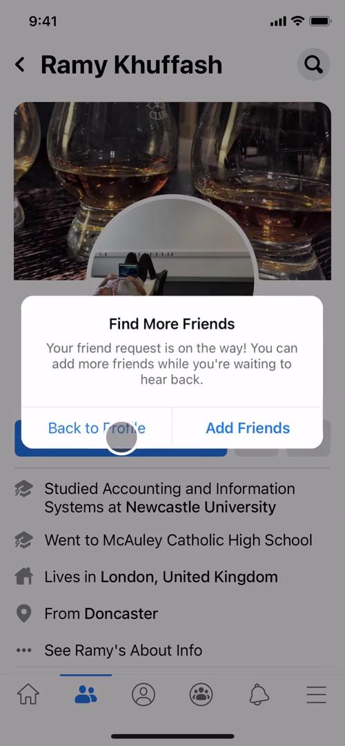 Adding a friend screenshot