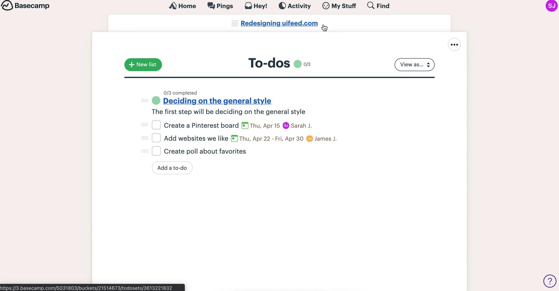 Tasks screenshot