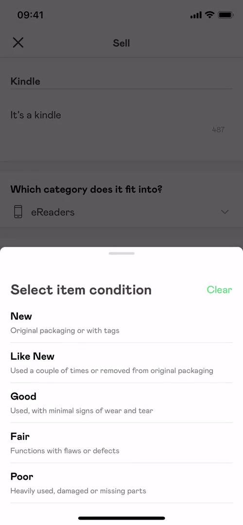 Listing a product screenshot