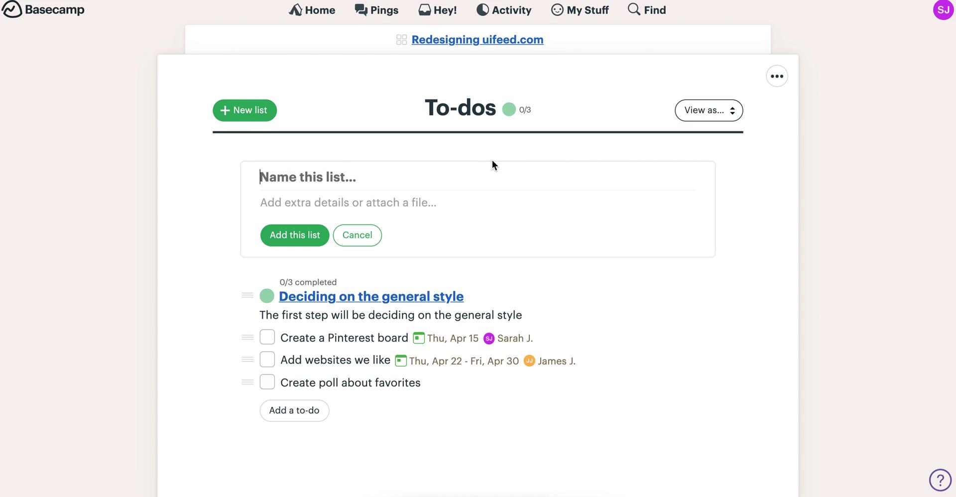 Tasks screenshot