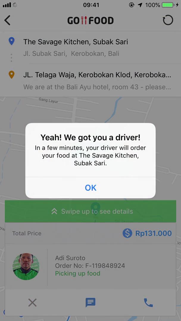 Ordering food screenshot