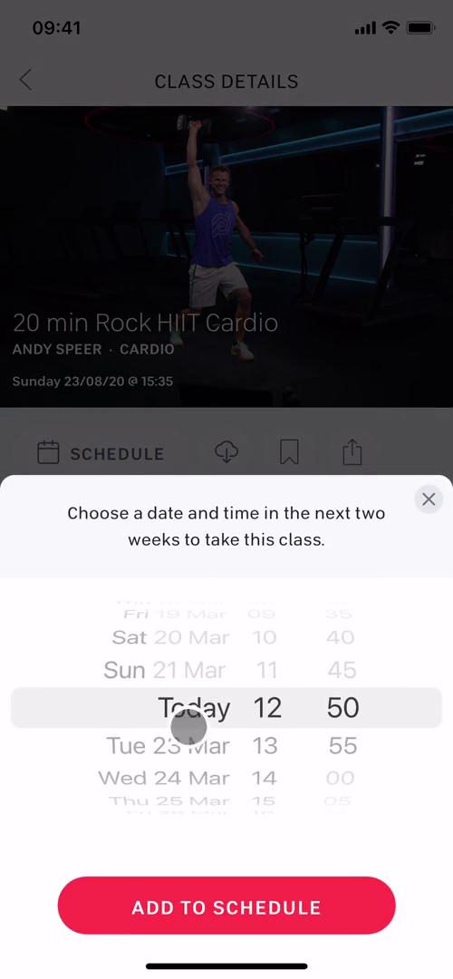 Scheduling a class screenshot