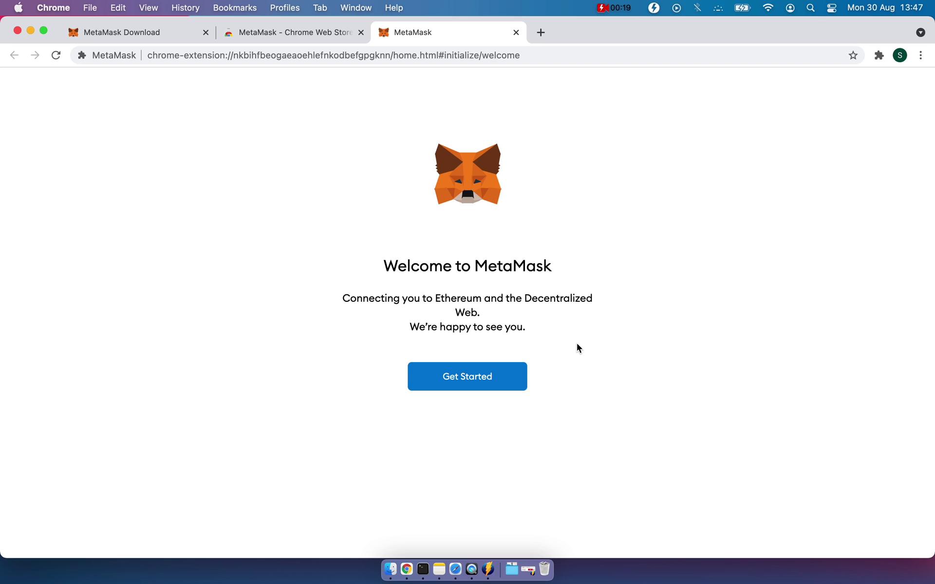 MetaMask welcome screenshot
