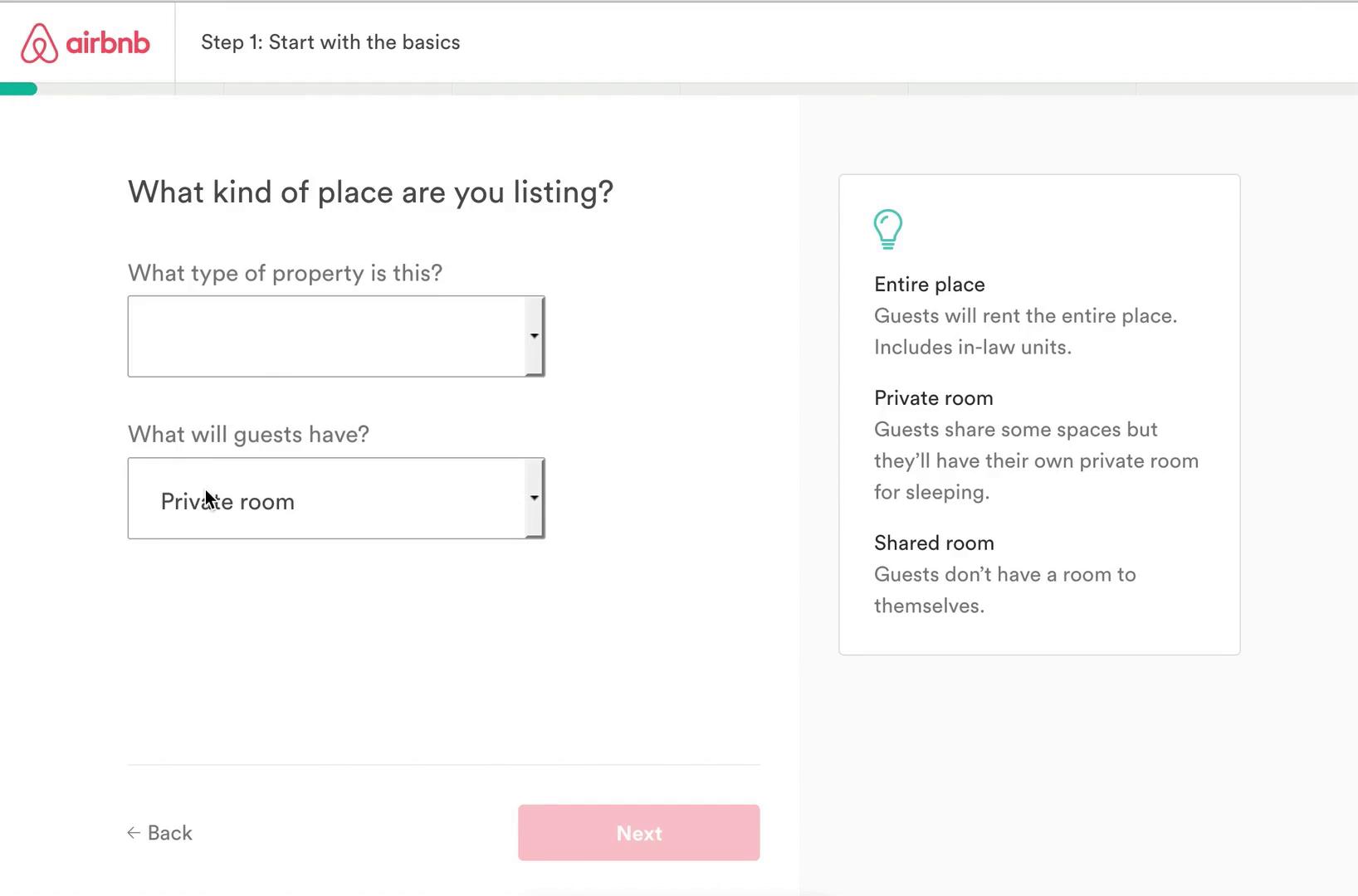 Listing a property screenshot