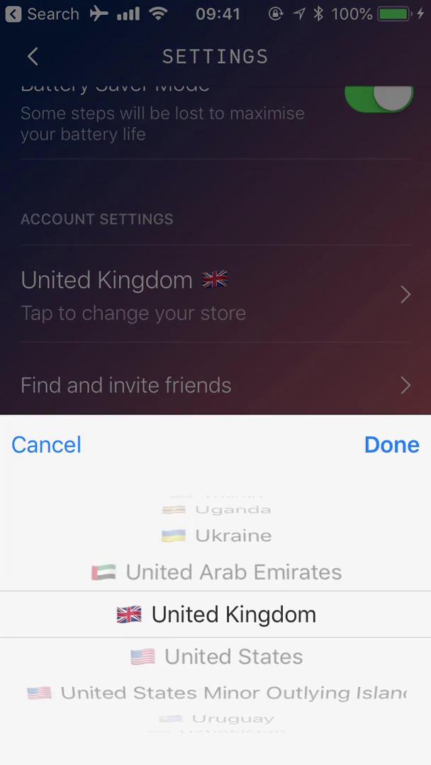 Settings screenshot