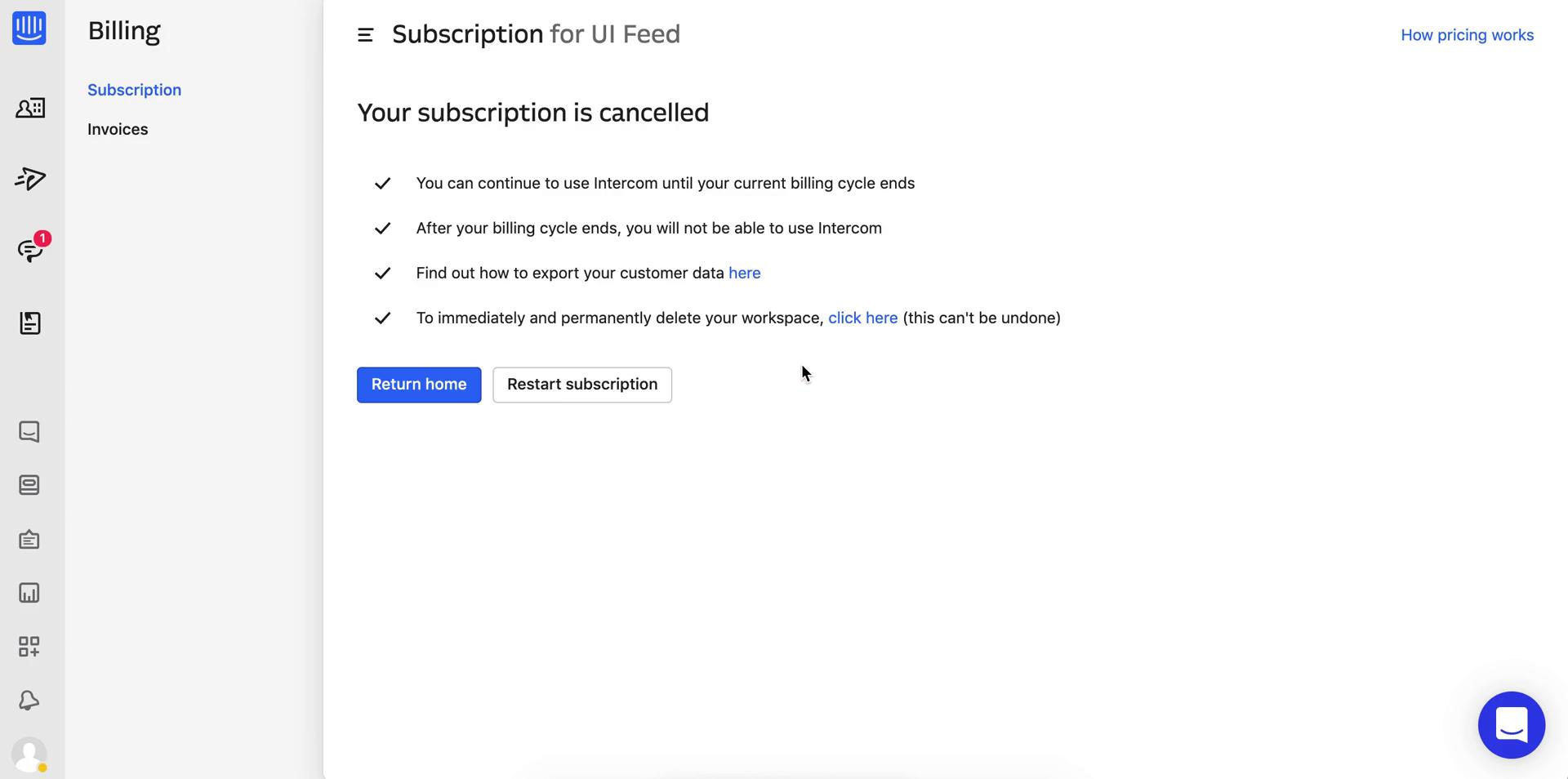 Cancelling your subscription on Intercom video thumbnail